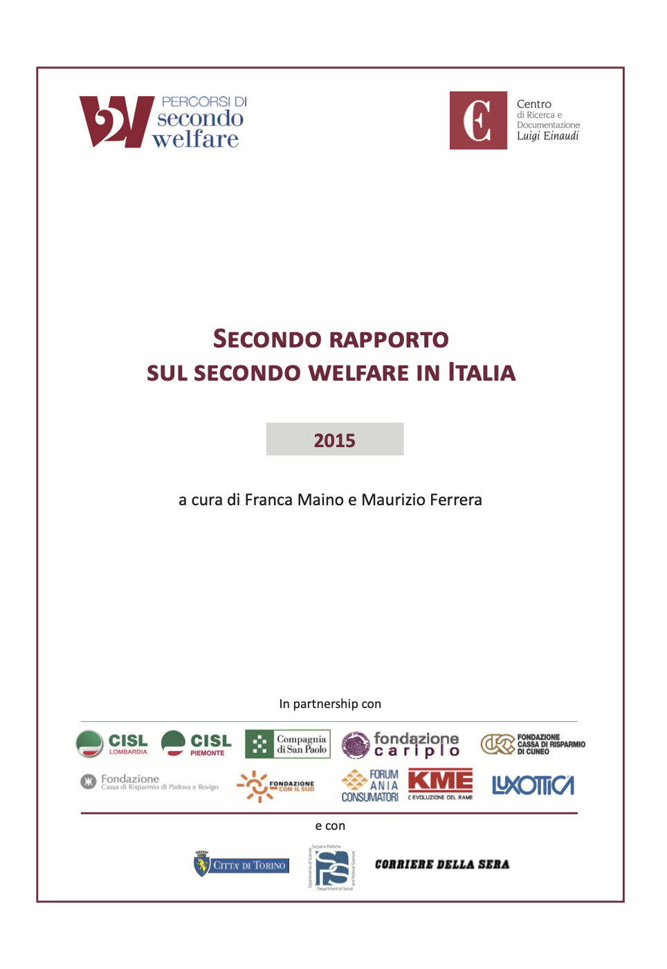 Secondo Rapporto sul secondo welfare in Italia 2015