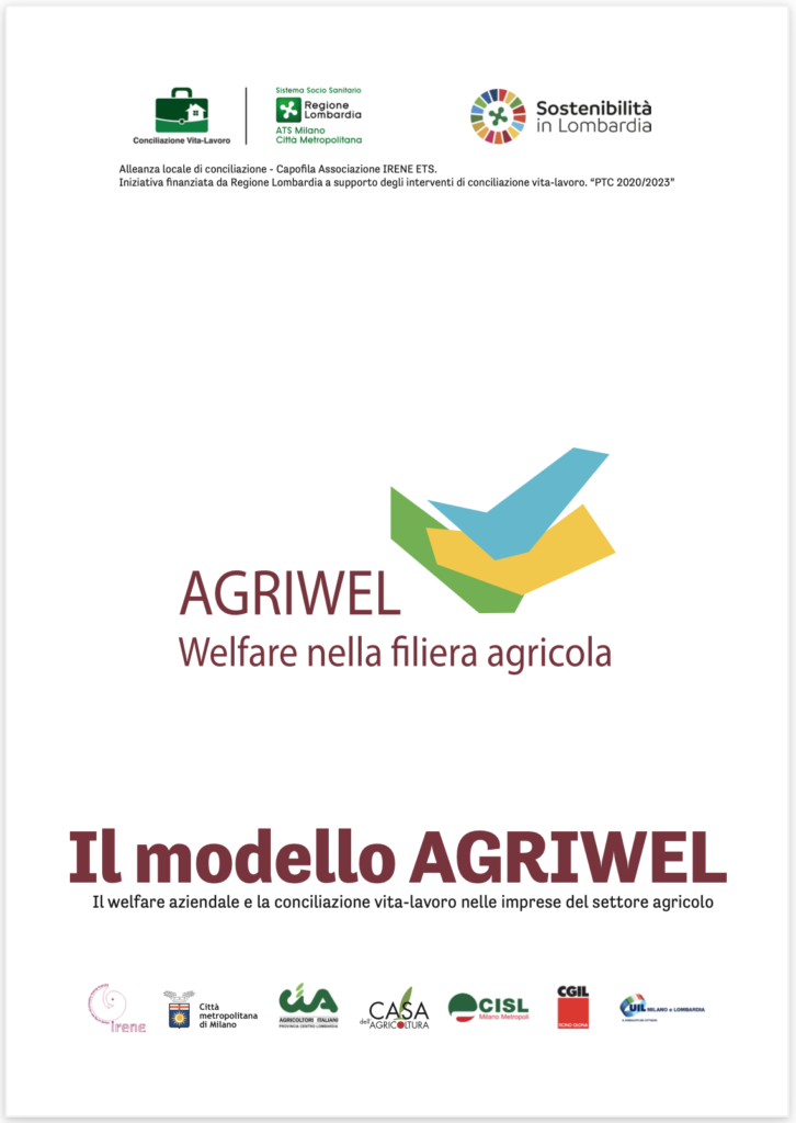 Copertina del rapporto "Il modello AGRIWEL. Il welfare aziendale e la conciliazione vita-lavoro nelle imprese del settore agricolo"
