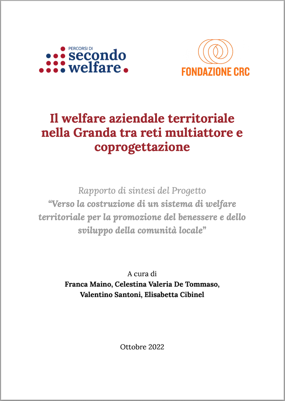 Copertina del report "Il welfare aziendale territoriale nella Granda tra reti multiattore e coprogettazione"